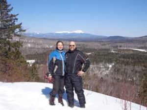 Snowmobiling in Maine at Mount Katahdin and South Twin Lake.